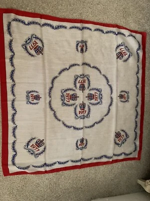 vintage silver jubilee scarf 1952-1977 Measures 26” X 27” - Image 1 of 4