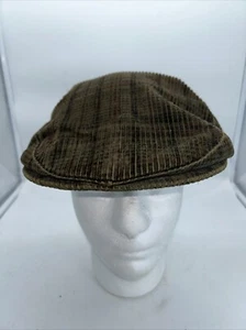 Vintage Eddie Bauer Newsboy Dark Brown Corduroy Cabbie Flat Cap Medium USA Made! - Picture 1 of 9