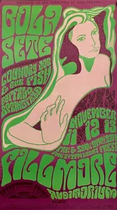 Bola Sete Country Joe & Buffalo Springfield Concert Poster Bill Graham Fillmore - Foto 1 di 1