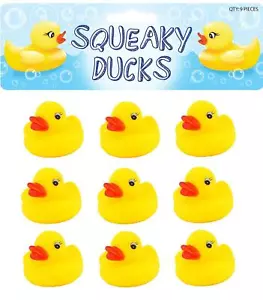 9 Rubber Ducks - 5cm - Bath Toy Children Kids Party Bag Filler Water Yellow - Picture 1 of 3