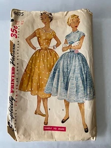 Vintage 50er Jahre Kleid voller Rock gerafft Simplicity 4675 Größe 14 Brust 32 Hüfte 35 - Bild 1 von 5