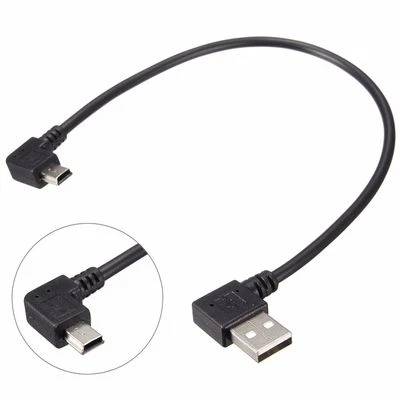 Mini USB 5 Pin Male Right Angle to USB-A 2.0 Male Right Data Charge Cable - 25cm - Image 1 of 4