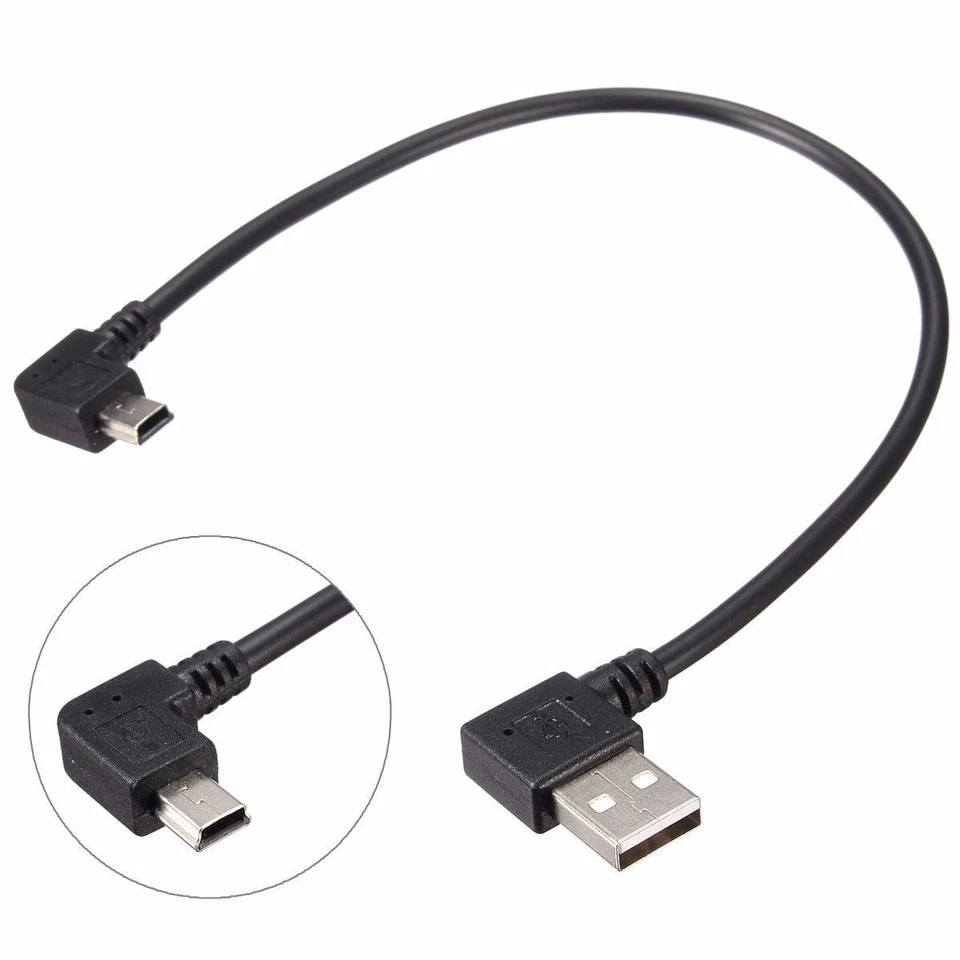 Mini USB 5Pin Male Right Angle to USB 2.0 Male Right AngleData Charge Cable 25cm - Image 1 of 4
