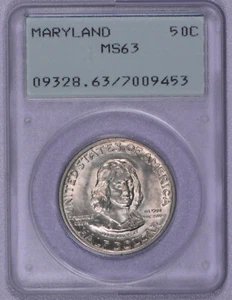 1934 Maryland 50C PCGS MS63 Commemorative Half Dollar OGH old rattler holder! - Picture 1 of 2