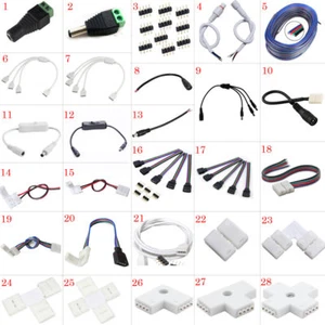 LED Strip Connector Adapter Cable PCB Clip Solderless 3528 5050 5630 3014 RGB - Picture 1 of 43