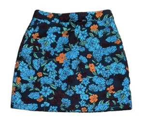 Loft Floral Pencil Skirt Multicolor Size 2 70s style Colorful Lined Knit - Picture 1 of 4