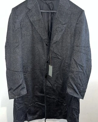 Canali Cashmere Wool Cashmere  Coat Size: 52R  Black Grey Plaid $2260 - Image 1 of 4