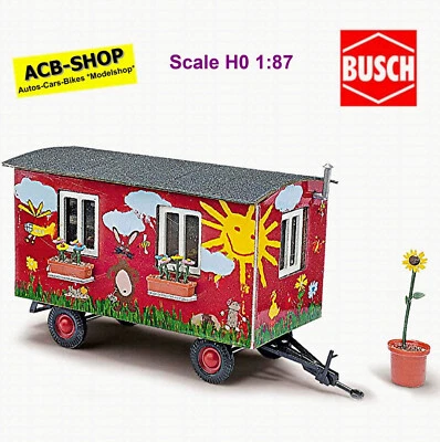 Anhänger Carrello Giardino - Colorato Verniciato 1:87 Busch 59933 - Immagine 1 di 2