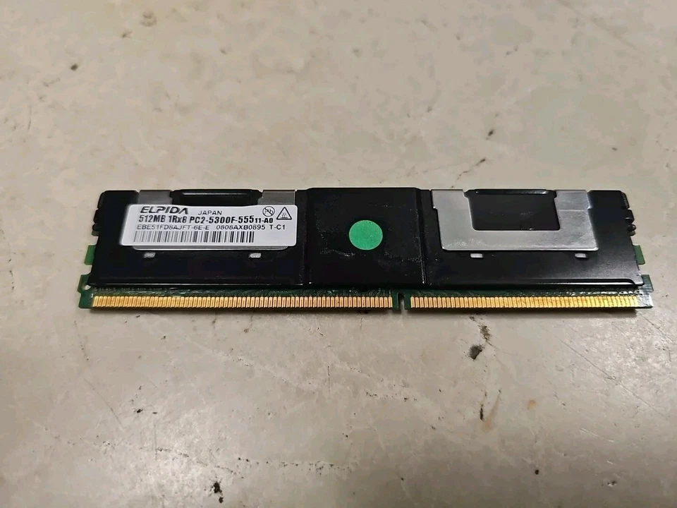 ELPIDA 512MB 2RX8 PC2-5300F ECC DDR2-667 Memory Modules EBE51FD8AJFT-6E-E - Immagine 1 di 2