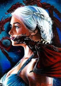 LE ACEO PRINT Game of Thrones Daenerys Targaryen Emilia Clarke Dragon M Mishkova - Bild 1 von 1