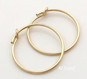 10pcs 15mm 14k Yellow gold filled round beading hoop earring ear wire E20g - Picture 1 of 3