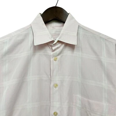Camisa Burberry London Para Hombres Talla M Botón Frontal Cuadros Nova Rosa Claro y Blanco Foto 1 de 4