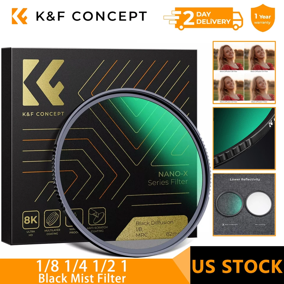 K&F Concept Black-Mist Soft Diffusion Filter 1/8 1/4 1/2 1 Slim 72/77mm Nano K/X - Image 1 of 4