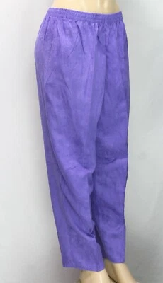 Maggie Sweet Women's Pull On Pants Faux Suede Purple Petite PM - Image 1 of 4