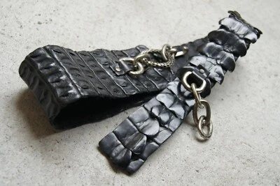 Gürtel aus Krokodilleder Echt Leder Hakenschnalle Metall Einzelstück massiv NEU - Bild 1 von 4
