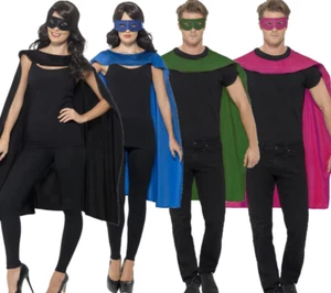 Mens Ladies Super Hero Capes Halloween Fancy Dress Accessoey & Mask - Picture 1 of 6