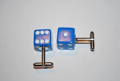 Gemelos Jugadores Dados Camisa Formal Puños Franceses Azul Plástico Nuevo Antiguo Stock Foto 1 de 4