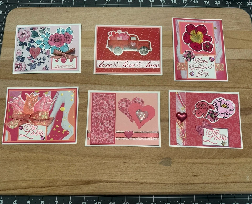 Stampin Up Valentine  Cards- Set of 6 Love Romantic - Image 1 of 1