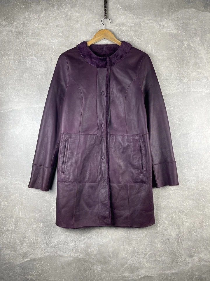 Abrigo DROMe Italiano Piel de Oveja y Cordero Cuero Berenjena Púrpura Talla M Foto 1 de 4