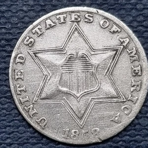 1858 Three Cent Piece 3c Silver Trime Better Grade XF #93507 - Picture 1 of 2