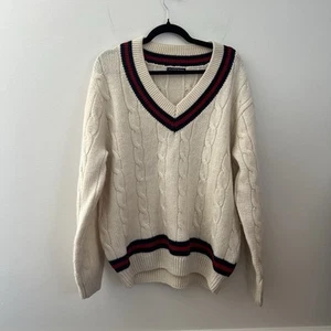 Brandy Melville Womens One Size Heavy Wool Cable Knit Ivory Sweater (AE-2017) - Picture 1 of 9