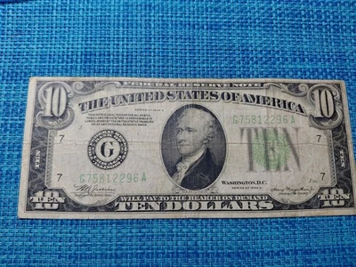 🇺🇸 US 10 Dollars Federal Reserve 1934A  Chicago FR-2006-G 111625-13 - Image 1 of 3