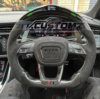 Audi Q/Rs style Custom Carbon LED Steering Wheel RS Q3 RS Q8 SQ7 SQ5 Q7 Q5 - Image 1 of 4