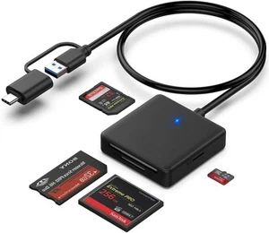 Memory Card Reader, 4in1 USB USB-C to SD Micro MS All in 1 C Compact - Bild 1 von 6
