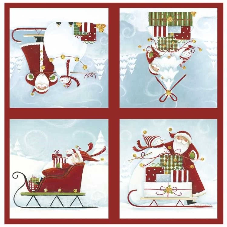 Park Designs Sleigh Bells Christmas Paper Luncheon Napkins Santa Claus Sled 20 - Image 1 of 1