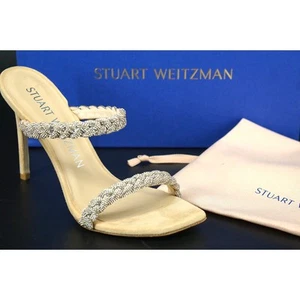 Stuart Weitzman Addison Double Braided Crystal Band Strap Sandals SZ 9 New $720 - Picture 1 of 10