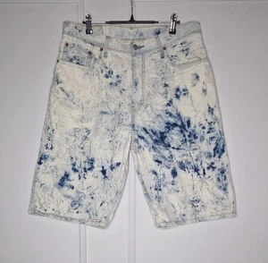 Levi’s 569 Loose Fit Bleach Wash Denim Shorts W34 L | Acid Tie Dye Style Jeans - Picture 1 of 9