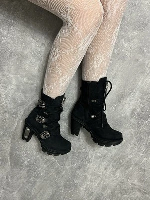 Gothicana New Rock Skull Heels Boots Y2K - Image 1 of 4