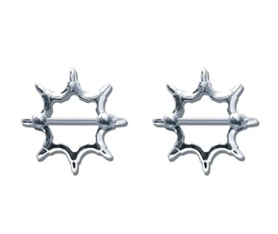 Par de anillos de barra de acero quirúrgico con protectores de pezón calibre 14 nuevos Foto 1 de 2