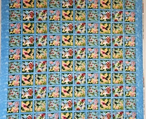 Hummingbird Fabric Elizabeth's Studio Cotton 39 X 43 Inches - Picture 1 of 3