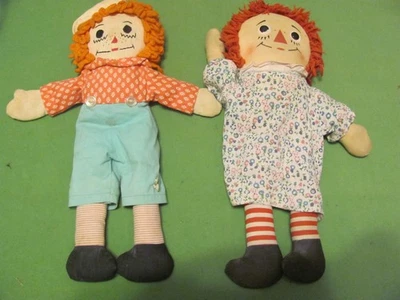 批量 2 件 复古 Knickerbocker 15 英寸 Raggedy Ann & Andy 娃娃 原装衣服 — 第 1/4 张图片