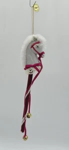 Kurt Adlers 1984 Stab Pferd Christbaumschmuck rot weiß Glocken - Bild 1 von 3