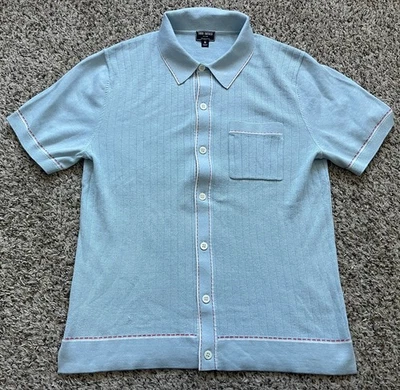 Todd Snyder Shirt Mens Medium Blue Silk Cotton Short Sleeve - Image 1 of 4