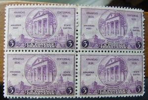 US 3¢ Stamp SC #782 Arkansas Centennial MH 1936 block of 4 - Picture 1 of 2