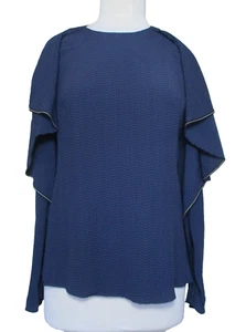 MUGLER Womens Cold Shoulder Draped Top Size 38 Blue Viscose - Picture 1 of 7