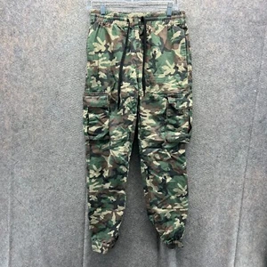 Forever 21 Jogger Mens Small Camo Cargo Elastic Waist Drawstring Pockets Pants - Picture 1 of 11