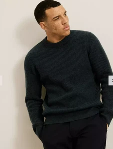 Kin Lambswool Twist Blend Knit Crew Jumper PineNight John Lewis RRP £69.00 CA691 - Picture 1 of 11