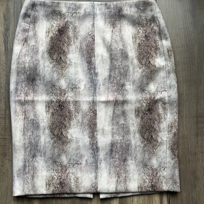 Catherine Malandrino 人造毛皮棕色奶油色铅笔裙 尺寸 6 — 第 1/4 张图片