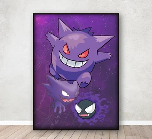 Pokemon Gastly Haunter Gengar Evolution Line Impresión Arte de Pared Póster Regalo A4 - Imagen 1 de 3