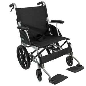 Aluminium Wheelchair Lightweight Folding Compact Travel Transit Aid Hand Brake - Picture 1 of 16