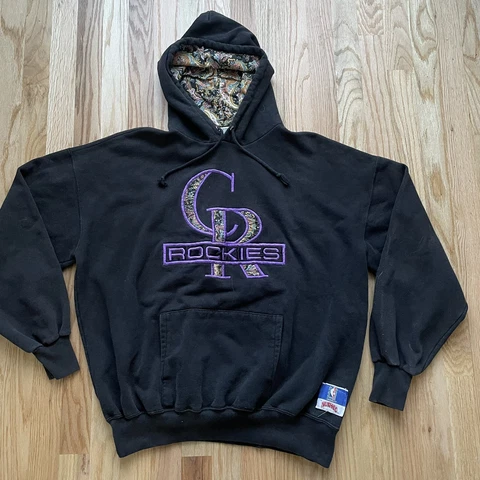 Men's Vintage 90's Nutmeg Colorado Rockies Paisley Print Hoodie Sweatshirt Sz XL Cover