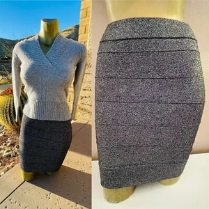 SUZY SHIER Bandage Style Pewter BODYCON Pencil SKIRT Size Medium - Picture 1 of 10