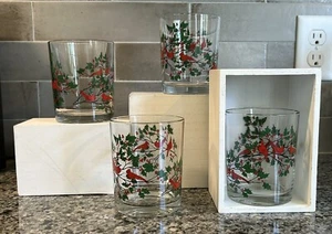 Cardinal Holly Berry Double Old Fashioned Drinking Glasses 12oz (set of 4) - Picture 1 of 6
