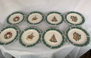 Majesticware By Oneida Berry Holidays 8 Salad Plates 7 3/4” New Blue Green - Picture 1 of 12