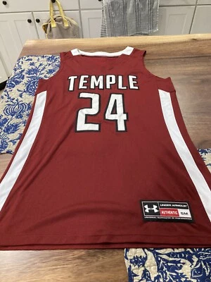 Womens Under Armour TEMPLE OWLS Basketball Jersey CHERRY/WHITE SMALL S NEW - Image 1 of 4