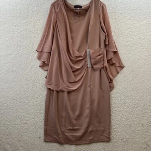 Hanna Nikole Sleeveless Sheath Cape Dress With Chiffon Overlay Women’s Size 16W - Picture 1 of 12
